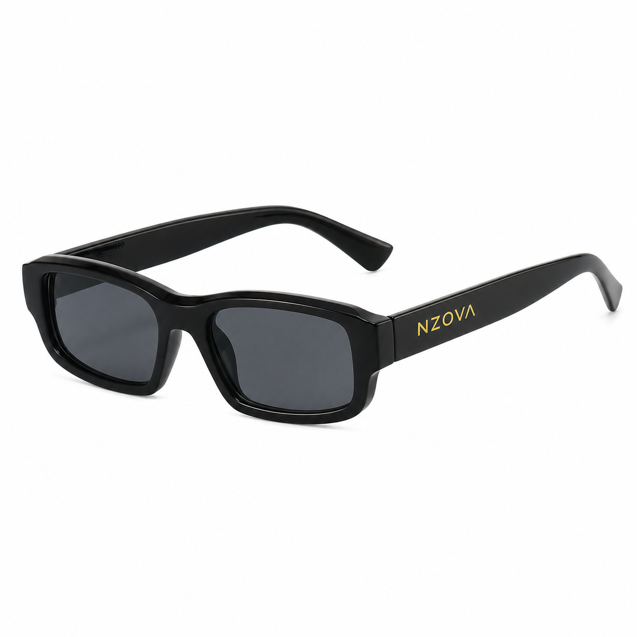 Lunettes NZOVA VANTA — rectangle acétate noir, verres très sombres